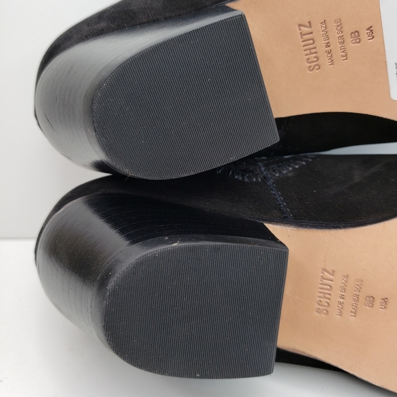 Schutz Jacqueline Black Suede Pointed Toe Low Western Pull On Ankle Boot Sz 8B - Picture 8 of 11